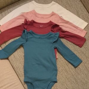 Carter's Ribbed Long Sleeve Bodysuit Set - Cream, Pink, Red, Blue